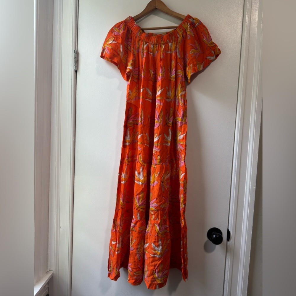 Oliphant Off The Shoulder Tiered Maxi Dress Size Medium